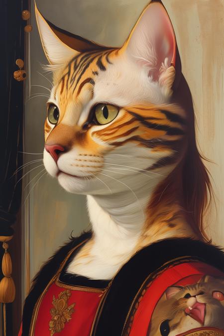06649-3273052438-masterpiece,best quality,_lora_tbh117-_0.8_,portrait of cat,illustration painting,style of Sandro Botticelli,.png